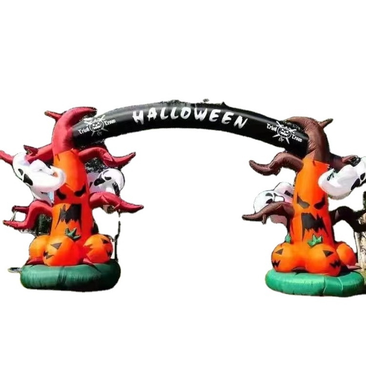 Hot Sale Customized Halloween Welcome Inflatable Ghost Pumpkin Archway /Halloween Inflatable Arch For Entrance Decoration