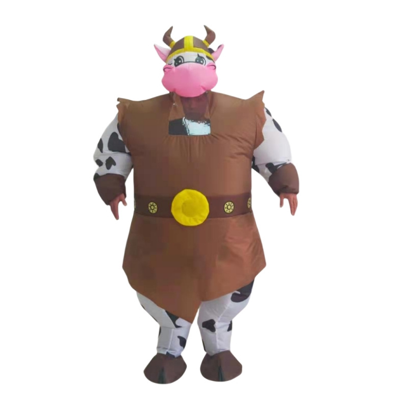 Bull Inflatable Costume Deluxe Cow Costume Funny Air Blow up Suit for Cosplay Party Festival Halloween Inflatable Costume