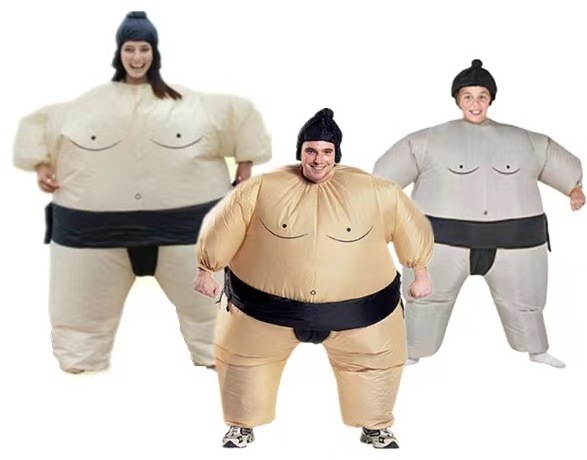 Adults Halloween Product Inflatable Sumo Costume Wrestling Suits Funny Fat Inflatable Clothes Terylene Inflatable Sumo Cos