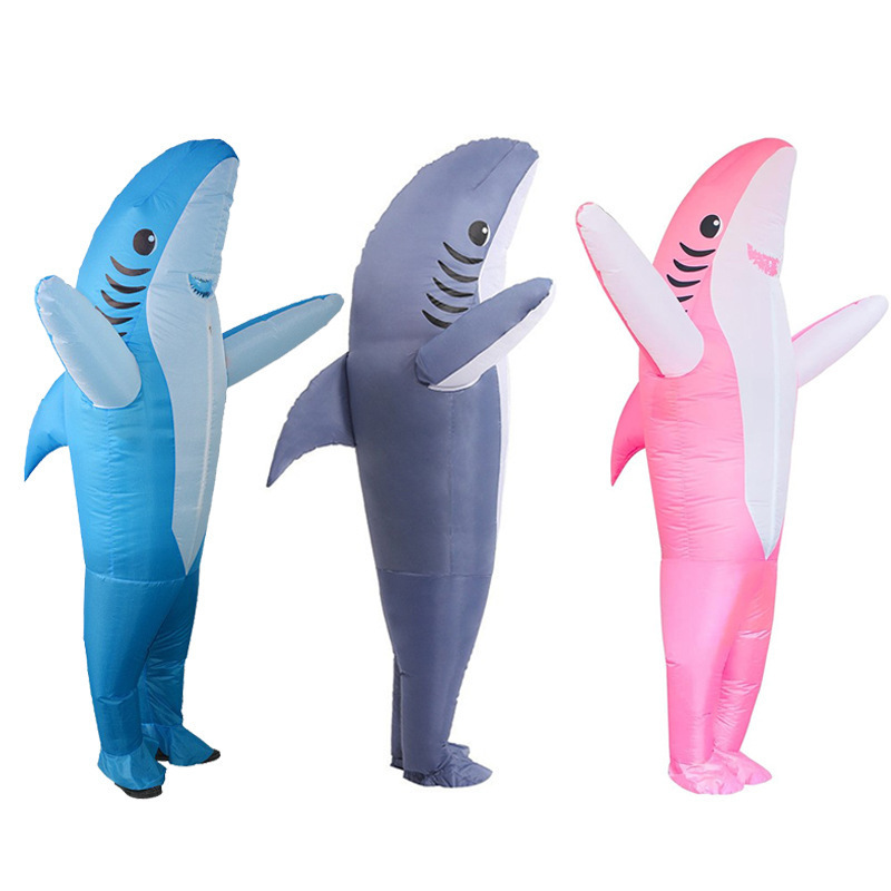 Inflatable Shark Costume Adult Full Body Suit Cosplay Blow Up Suit Halloween Fun Show Costume Cosplay Shark Inflatable Costume