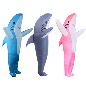 Inflatable Shark Costume Adult Full Body Suit Cosplay Blow Up Suit Halloween Fun Show Costume Cosplay Shark Inflatable Costume