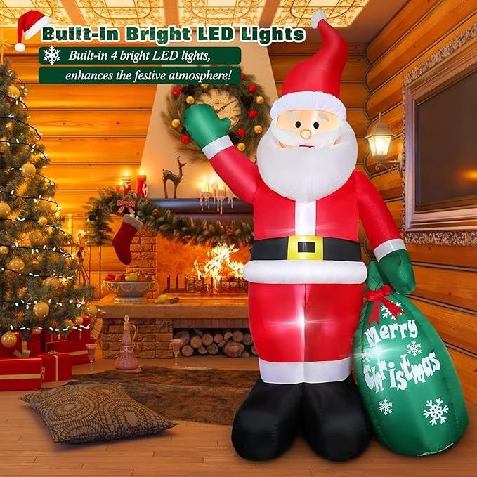 Outdoor 8Feet Christmas Decorations Outdoor Inflatable Santa Claus& Snowman with LED Light for Christmas Party inflable navidad