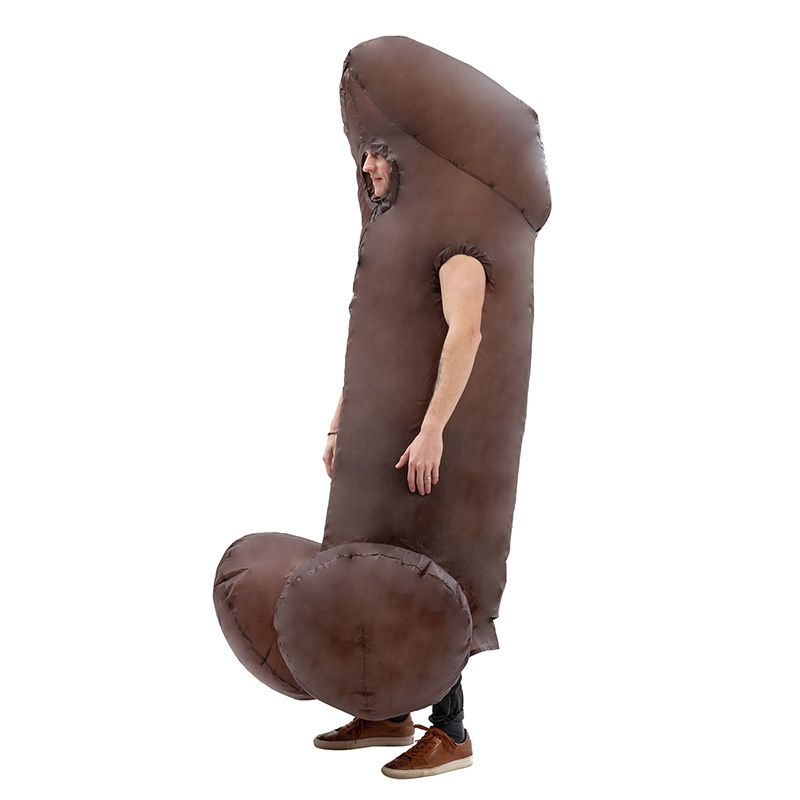 Factory Price Adult Men's Halloween Costumes Air Blow UP Penis Inflatable Model  Brown Penis Inflatable Costume