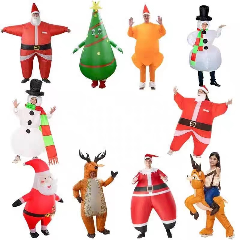 Custom Advertising Christmas Decoration Outdoor Giant Snowman Inflatable Santa Claus Costume Adult Funny Blow Up Costume Suit