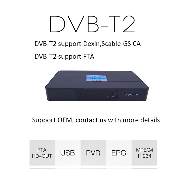 Chinese original factory  OEM decoder dvb-t2 with Dexin CAS