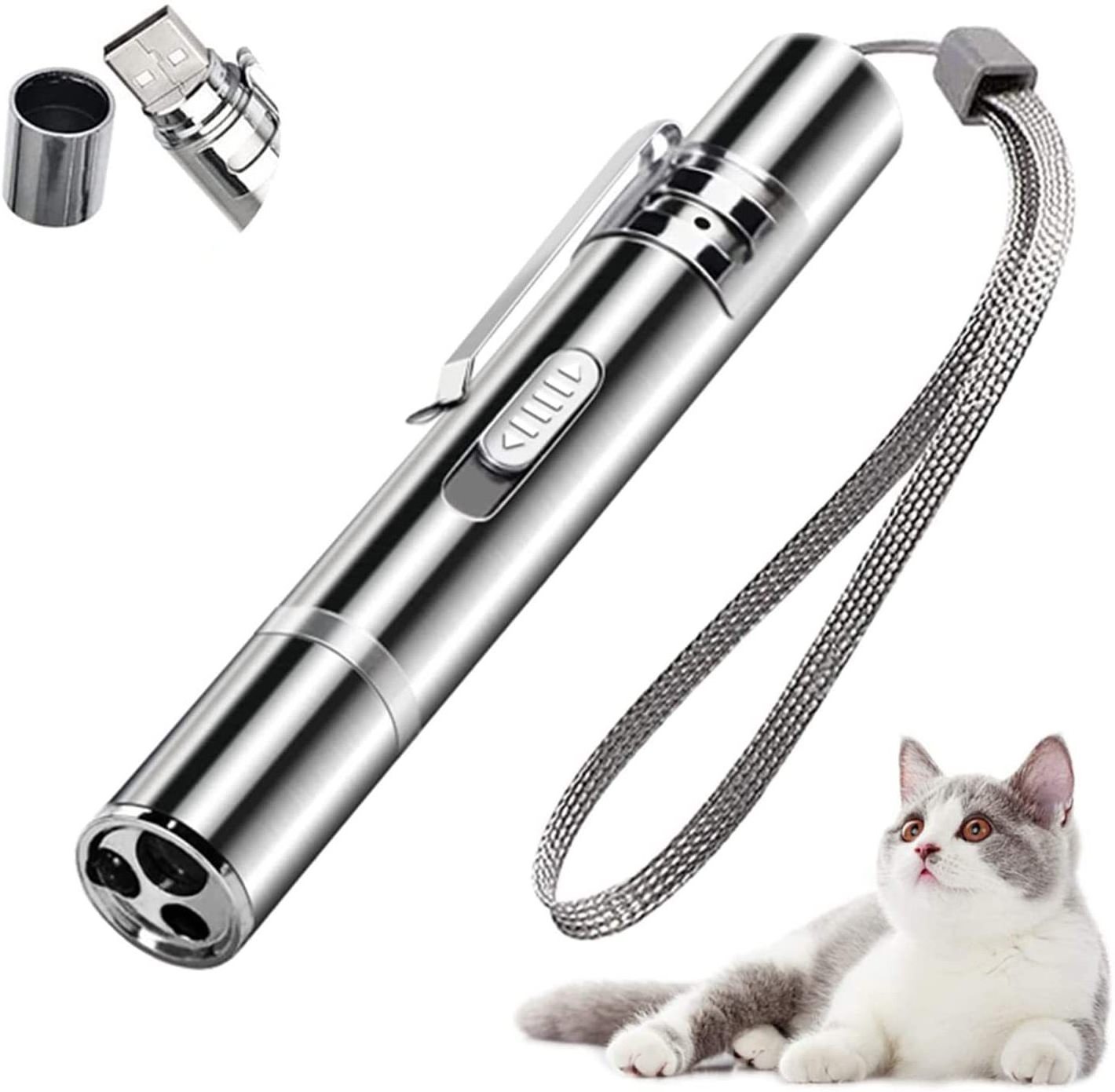 Hot Sales Usb Rechargeable Laser Red Infrared Funny Cat Chaser Stick Pet Laser Pointer with Patterns and UV Light