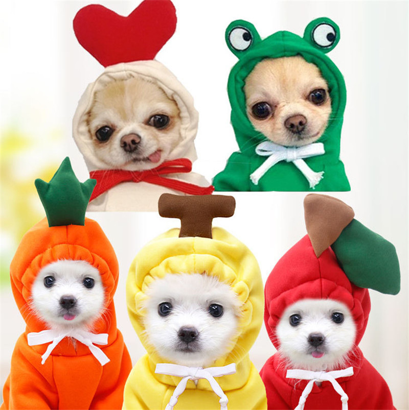 Cute Fruit Dog Clothes for Small Dogs hoodies Warm Fleece Pet Clothing Puppy Cat Costume Coat for French Chihuahua Jacket Suit