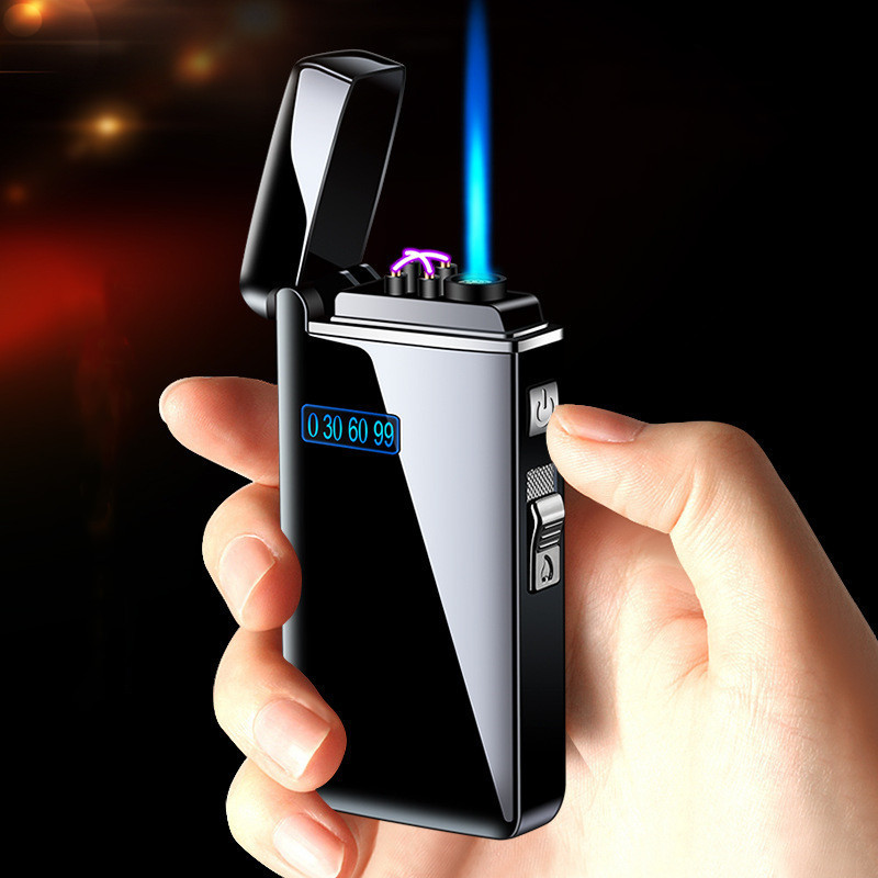 Dual Arc Lighter Jet Flame Torch Cigar USB Lighter 2 in1 Rechargeable Windproof Flameless Lighter