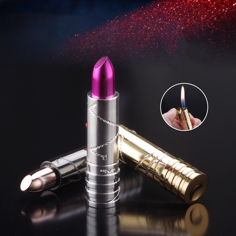 YM102 New creative ladies lipstick lighter soft  flame gas cigarette lighter factory direct sales