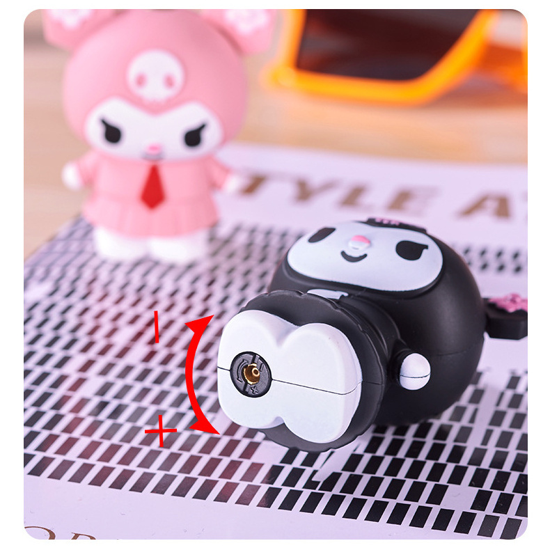 2023 3D Kuromi Cartoon Lighter Refillable  Soft Flame Cigarette Lighter With Necklace