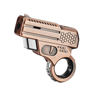 Metal Pistol Model Refillable Butane Windproof Torch Lighter - Adjustable Flame