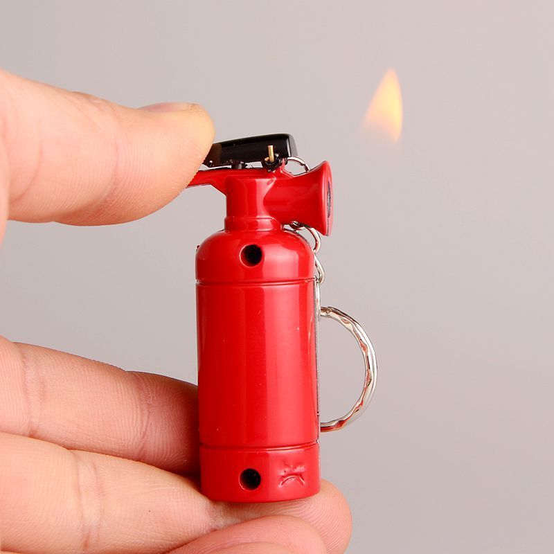 Mini key chain fire extinguisher model butane gas grinding wheel lighter for cigarette