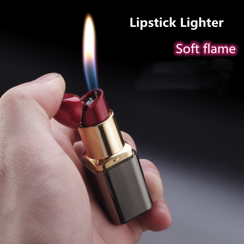 Wholesale Funny Lipstick Shape Cigarette Lighter Refill Butane Gas Soft Flame Lighter