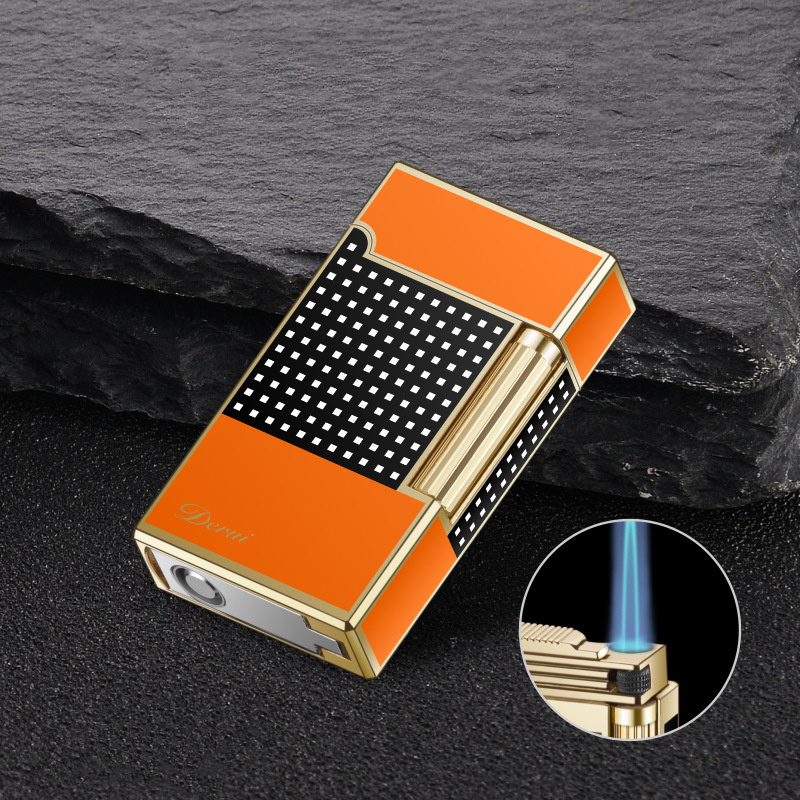 High quality luxury metal side pulley windproof cigarette lighters with hidden cigar knife