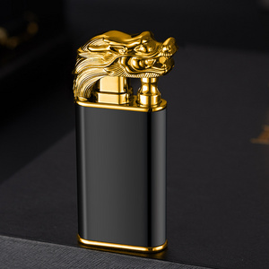 Hot Selling Dragon Head/Tiger Head Model Butane Lighter Double Flame Cigarette Lighter Custom Logo