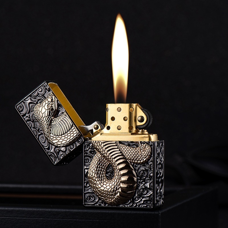 Zorro High quality cobra 3D logo  kerosene lighter gift box package