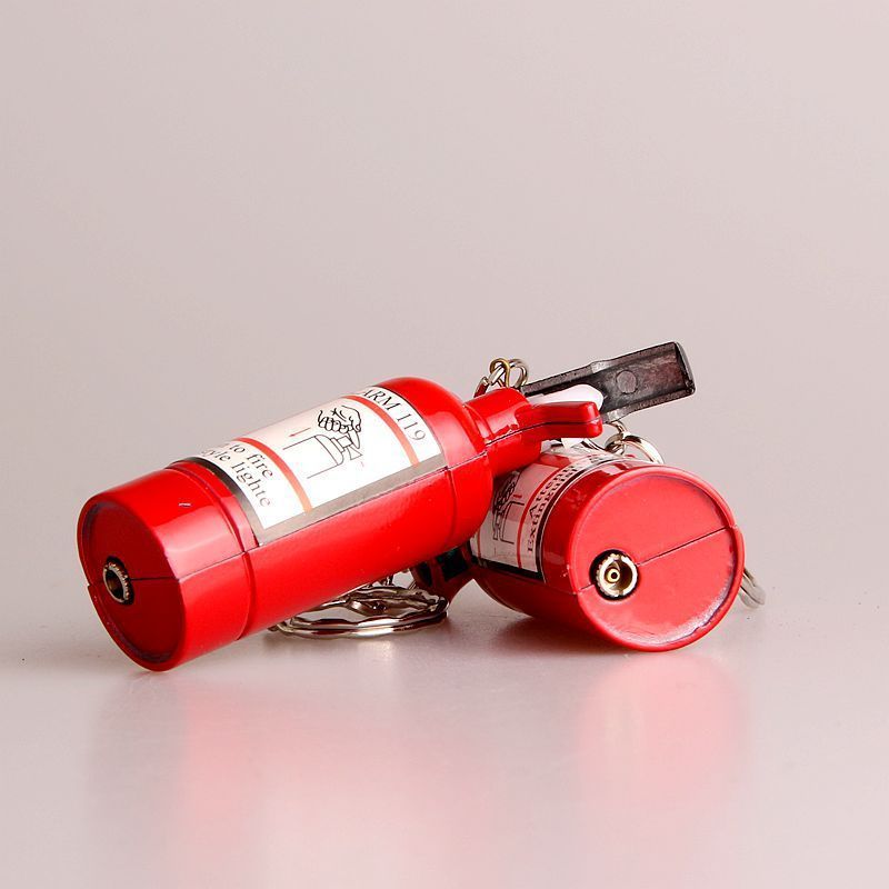 Mini key chain fire extinguisher model butane gas grinding wheel lighter for cigarette