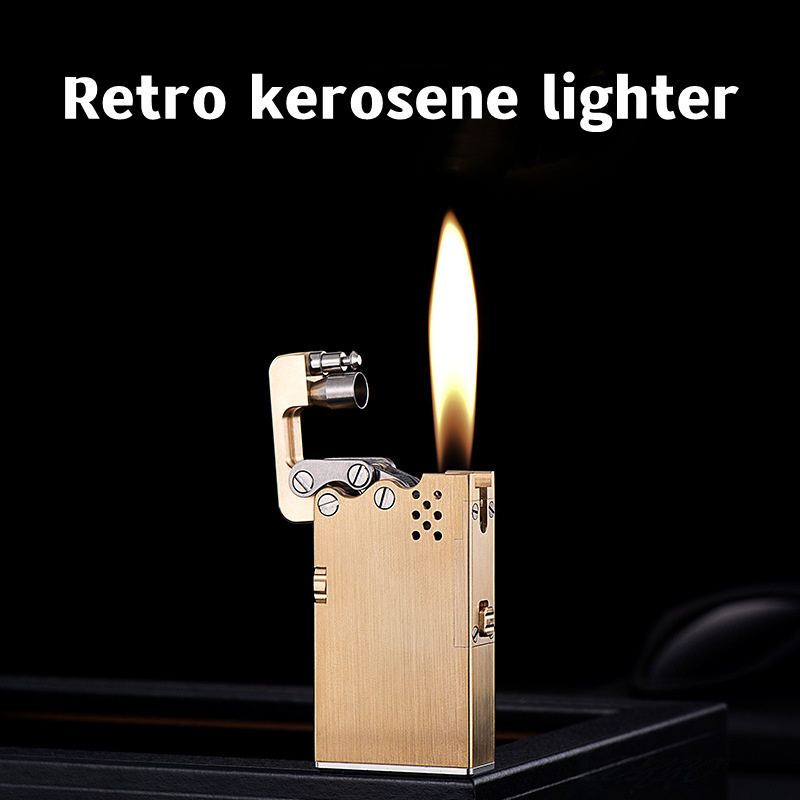 Creative copper mechanical lighter /Retro kerosene oil cigarette lighter for men's gift