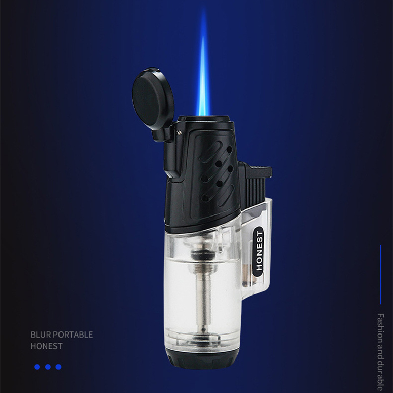 Wholesale  portable metal gas lighter windproof visible clear gas capacity jet cigar lighters