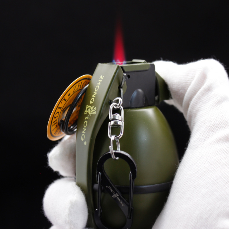 Creativity key chain grenade model metal Butane gas refill lighter for cigarette