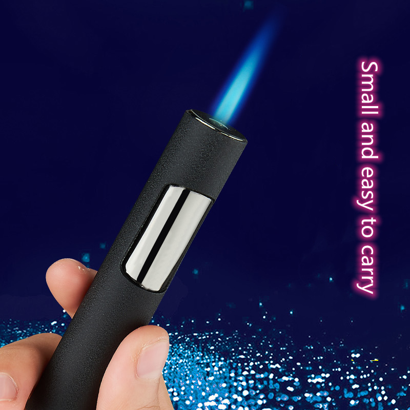 Wholesale windproof blue jet flame pen lighter custom logo/Refillable butane gas torch lighter