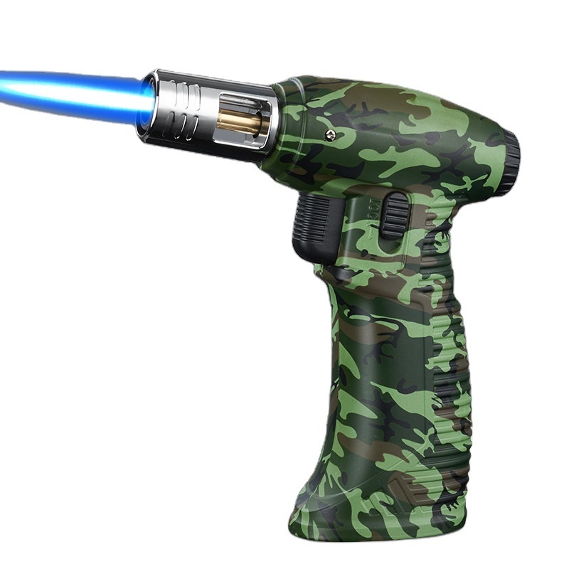 Handheld jet flame torch lighter refillable butane gas BBQ  windproof lighter with safety lock