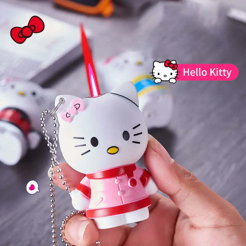 Wholesale 3D Hello Kitty Cartoon Lighter Red Flame Windproof Gas Lighter