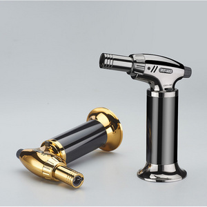 Wholesale triple jet flame windproof torch lighter refillable butane gas lighter for BBQ /bake