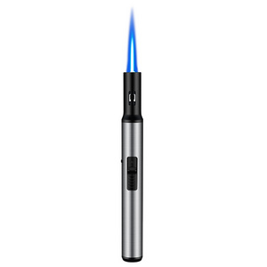 HB708 refillable butane gas blue jet flame windproof  pen lighter with safety lock