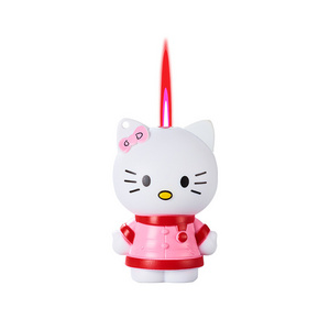 Wholesale 3D Hello Kitty Cartoon Lighter Red Flame Windproof Gas Lighter