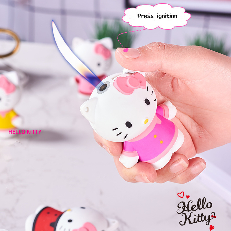 Wholesale 3D Hello Kitty Cartoon Lighter Open Fire Gas Lighter