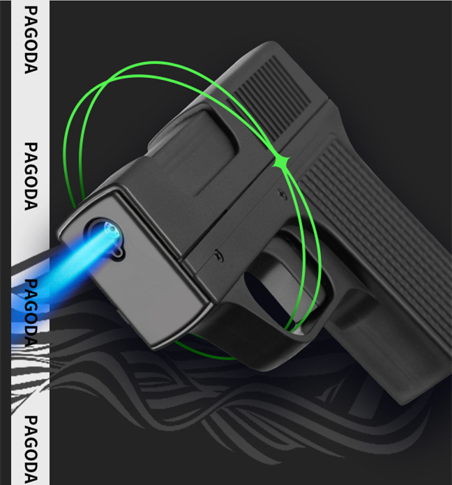 Novel gun model windproof refillable cigarette lighter with cigarette box (capacity of 10pcs )