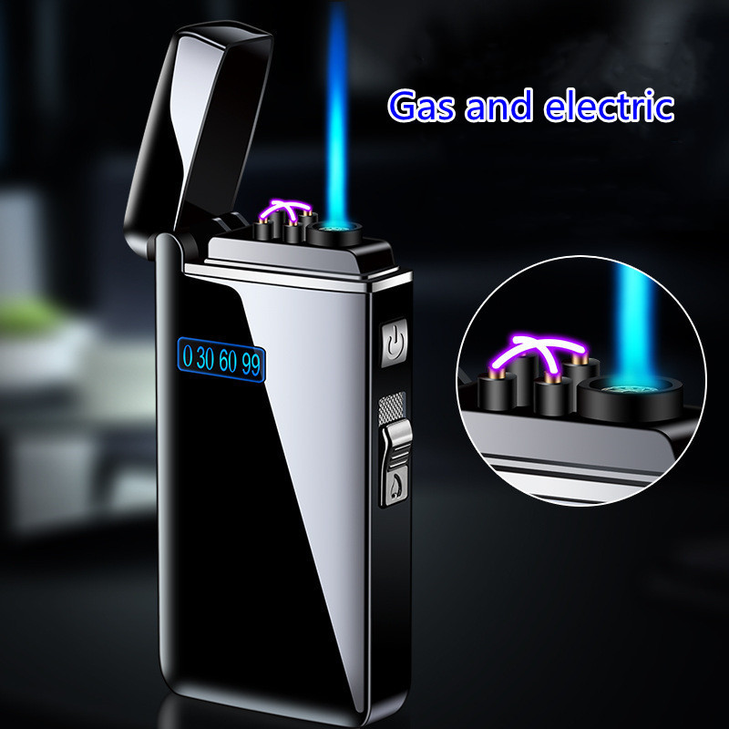 Dual Arc Lighter Jet Flame Torch Cigar USB Lighter 2 in1 Rechargeable Windproof Flameless Lighter