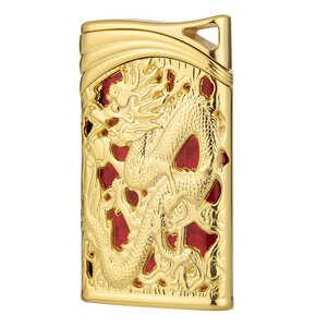 Embossed Relief Gold Dragon Jet Flame Lighter, Creative Windproof Lighter, Cool Jet Flame Torch Lighter