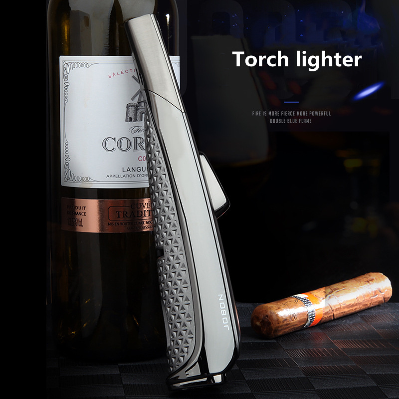 Powerful blue jet flame torch lighter refill butane gas windproof cigar lighter with safety lock