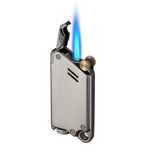 NEW style windproof refillable grinding wheel jet blue flame lighter for cigarette wholesale