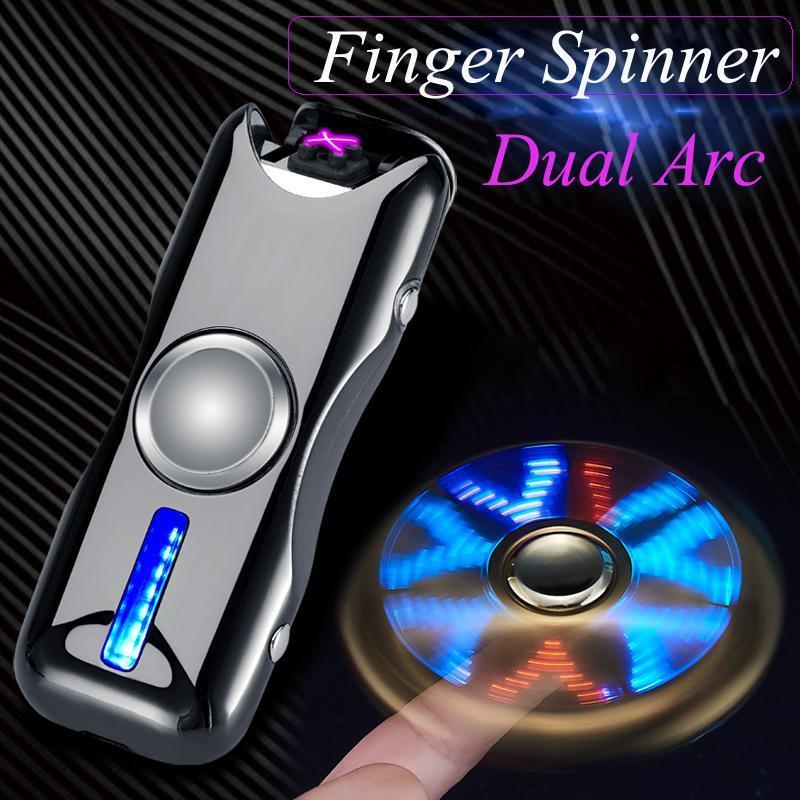 BD-915 Fashion double arc plasma cigarette lighter with Led lighting finger spinner lighter