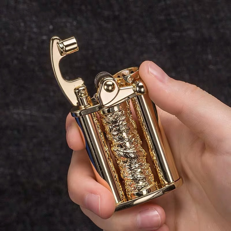 Rotating dragon column rocker kerosene cigarette lighter creative decompression oil lighter stylish