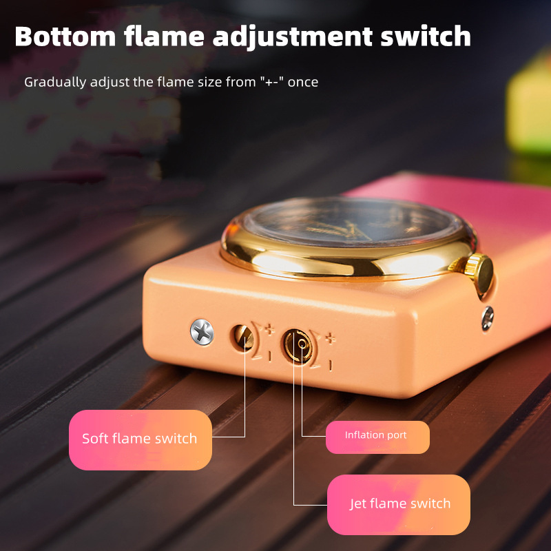 Dual Flame Lighter Switchable Torch Jet Lighter & Soft Flame Lighter With LED Light Dial