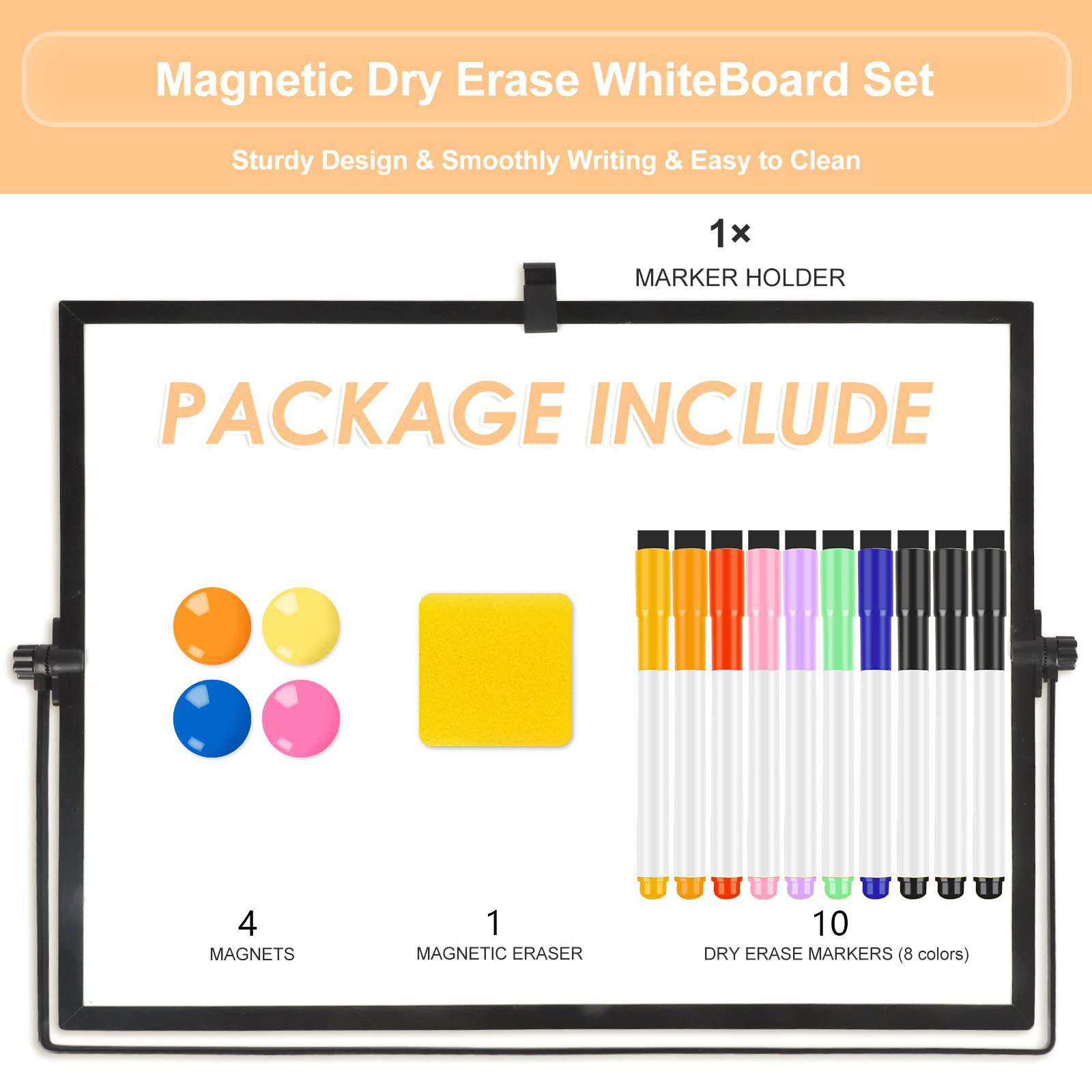 New Design Small Black Double Sided Desktop Portable Whiteboard Mini Foldable Magnetic Dry Erase White Board With Stand