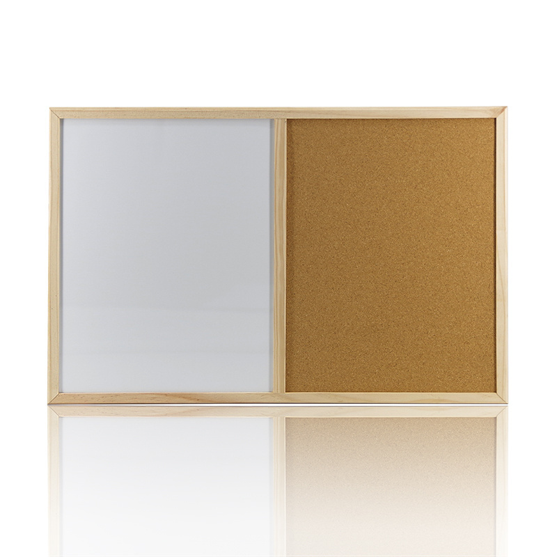 Combination Magnetic White Cork Memo Board Writing White Board With Wooden Frame