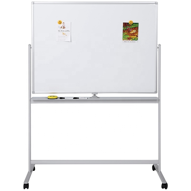 32*48 Mobile 360 Double Side magnetic dry erase whiteboard with stand wheels