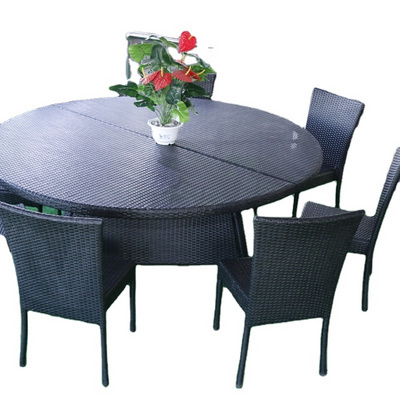 Outdoor Furniture Rattan Chair Dining Table Set Round Dining Table High Quality PE Industrial Modern 3 Piece Outdoor Furniture