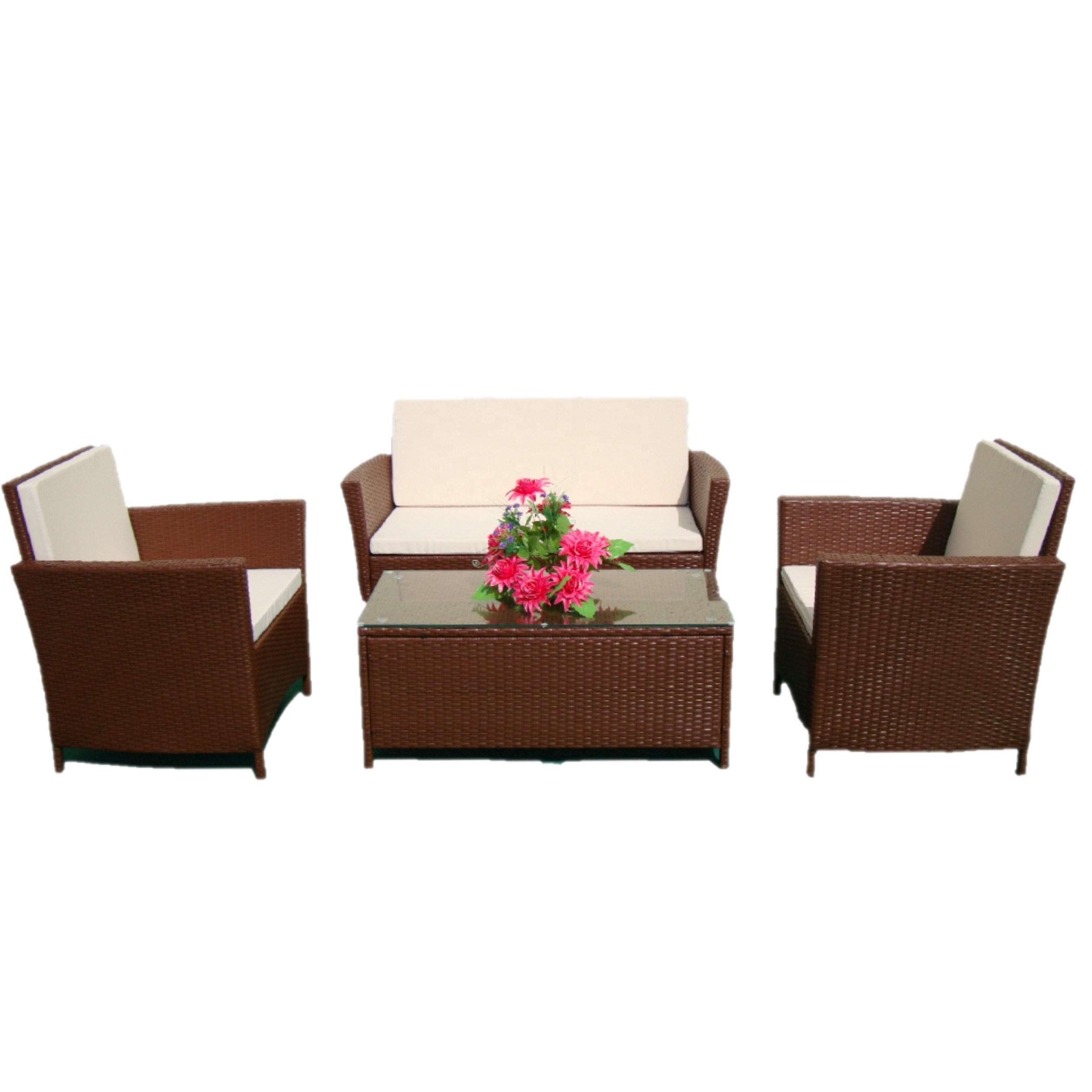 Modern outdoor sofa set PE rattan sofas set 4 pieces garden sofas patio furniture