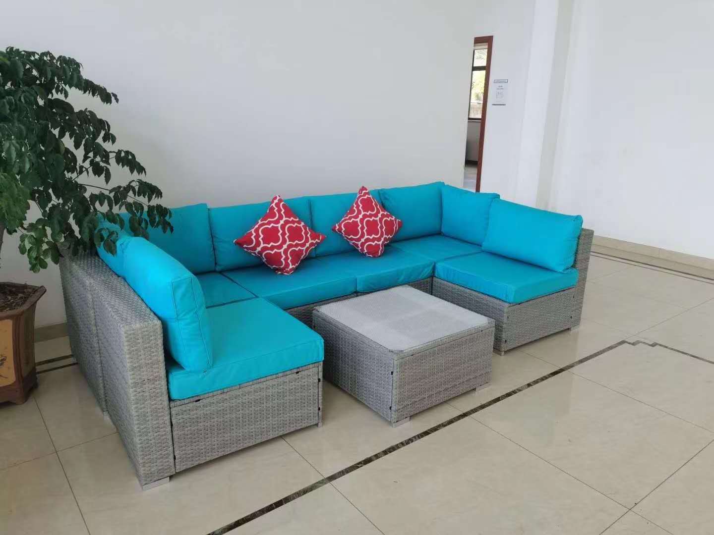 Resort Morden Furniture Outdoor Luxury Furniture Set 7 Pieces Rattan Sofa Sets Living Room Furniture Garden Set Rattanmodernker