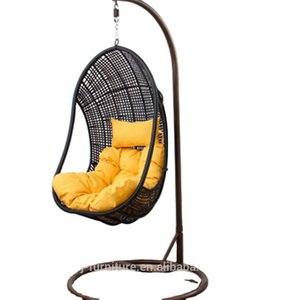 Outdoor Furniture Synthetic Wicker Swing Hanging Basket Swing Chair Luxury Metal Waterproof Modern Leisure Patio Swings