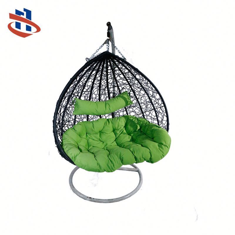 High Quality double seat Egg Shaped PE Rattan swing chair Indoor Hanging Chair Outdoor Swing Chair