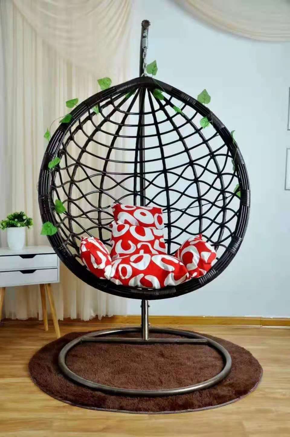 Popular Thick Wicker Egg Hanging Indoor Swing Chair Patio Swings Garden Furniture