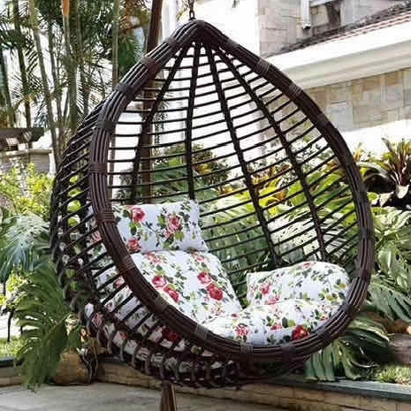 Fashion Garden Furniture Swing Chair with Stand Patio Swings Thick Wicker Rattan Egg Hanging Indoor Eco-friendly Modern