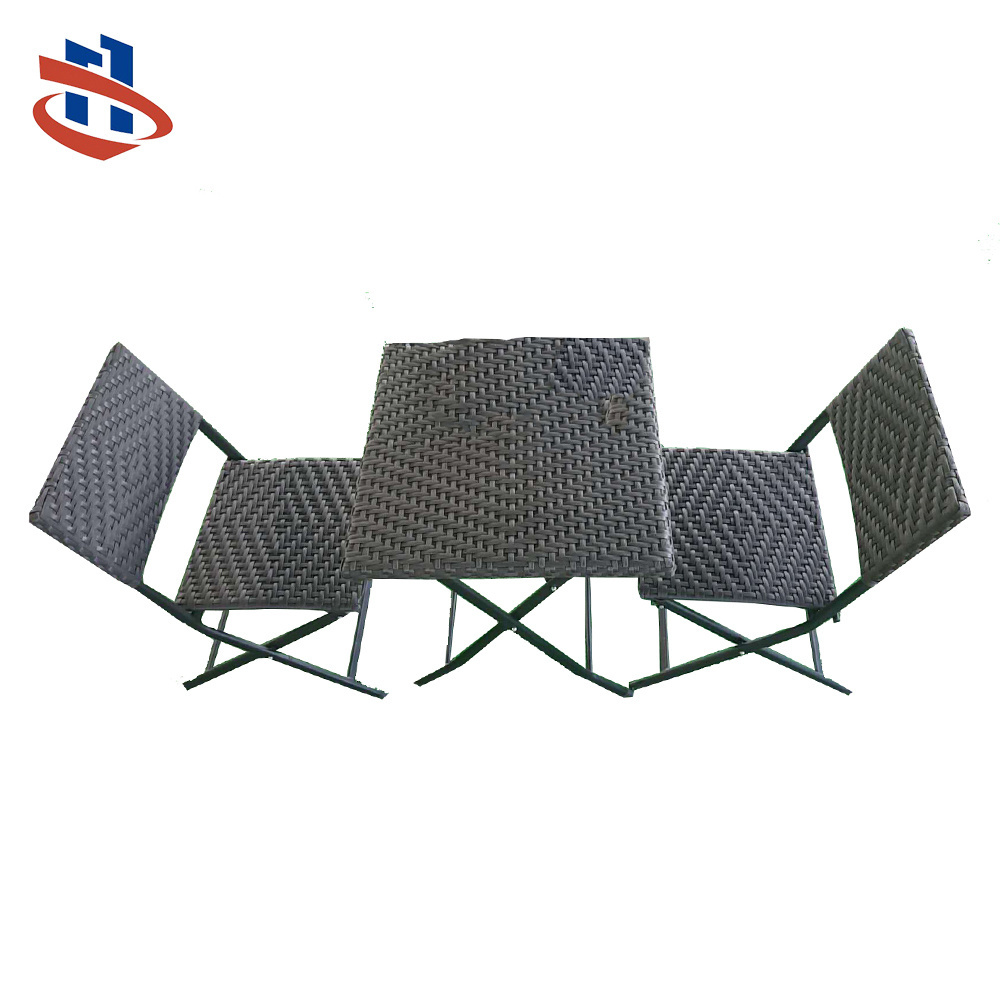 Rattan Furniture Garden Chairs Foldable Dining Chairs Black Rattan Table and Chair Set Iron Modern Outdoor Dining Room